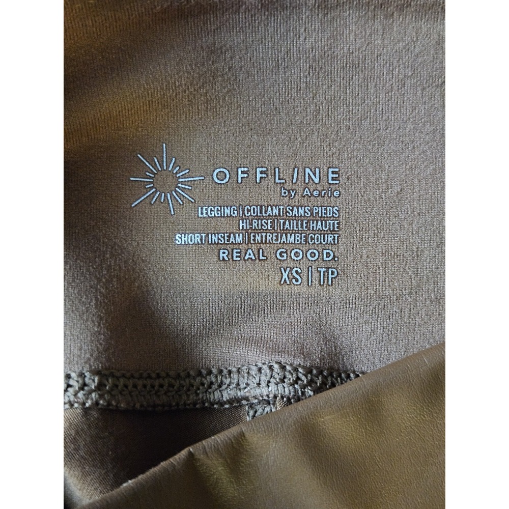 Offline by Aerie Women's XS Caramel‎ Brown Faux Leather High Rise Leggings - Picture 5 of 8